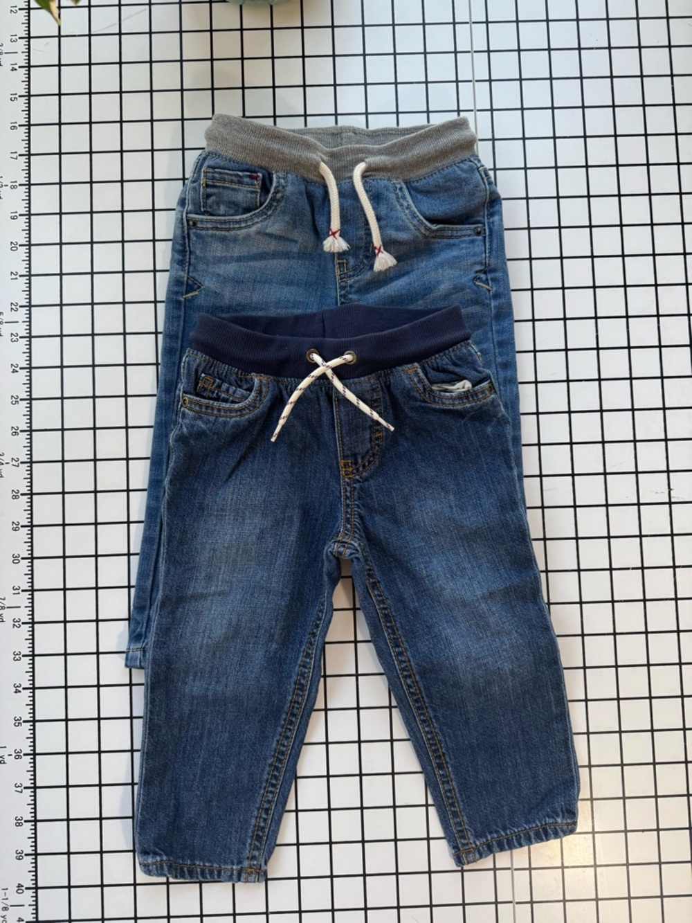 Kids Blue Elastic-Waist Denim Jogger Pants - Pack